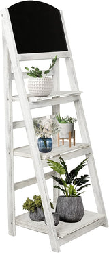 Ladder Shelf, 4-Tier Bookshelf, Black Shelves, Storage Rack Plant Stand