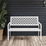 Garden Bench, Outdoor Benches with Anti-Rust Steel Metal Frame, Patio Seating