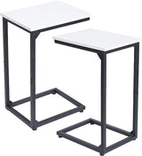 C Shaped Side Table Set of 2, Couch Tables End Table That Slide Under, for Small Space