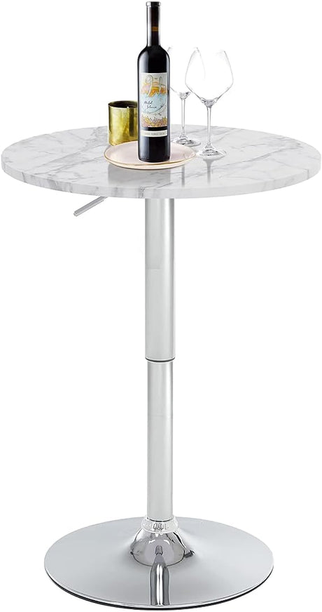 Round Bar Table, Adjustable Table, MDF Top with Black Metal Pole Support