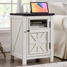 Farmhouse Nightstand with Charging Station - Modern Bed Side Table