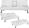 Convertible Sofa Bed Adjustable Couch Sleeper Modern Faux Leather Guest Bed