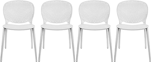 Set of 4 Modern Pool Patio Chairs, Plastic Armless Dining Side Chairs