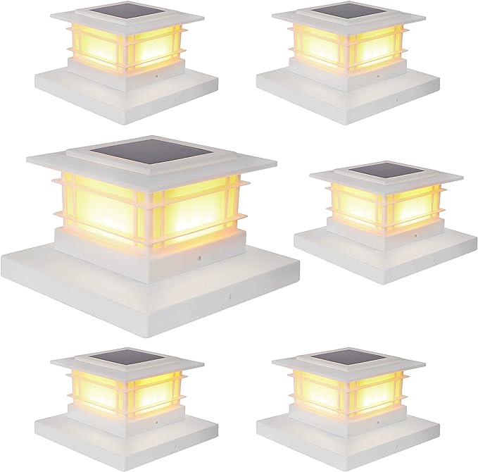 6 Pack Solar Post Lights Outdoor, Solar Powered for Fence Post