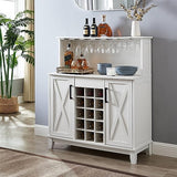 Bar Cabinet with Wine Rack and Glass Doors in Mahogany Finish