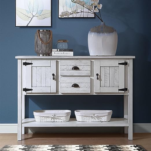 48" Solid Wood Sideboard Console Table, Retro Style Storage Dining Buffet