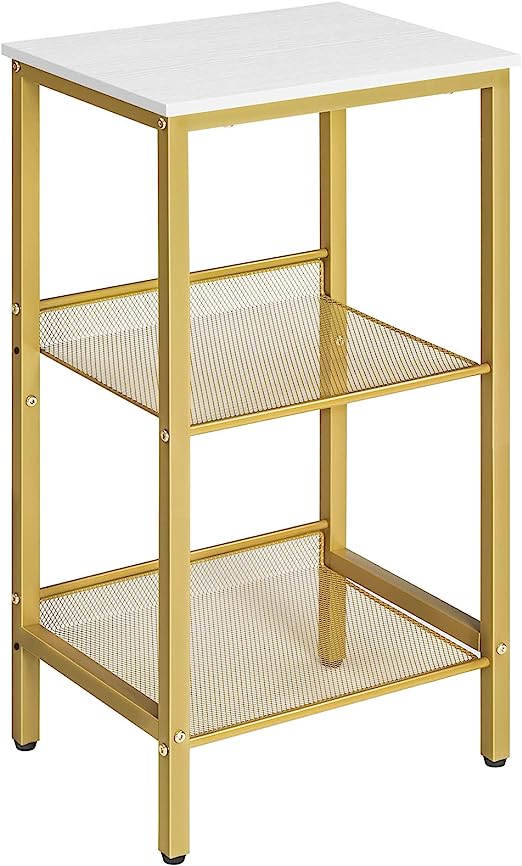 3-Tier End Telephone Table with Adjustable Mesh Shelves