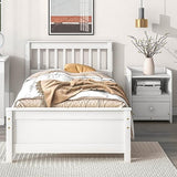 Twin Size Platform Bed with a Nightstand, Wooden Twin Bed Frame with Headboard