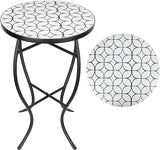 Mosaic Patio Side Table Outdoor Accent Table Bistro Coffee Table Plant Stand