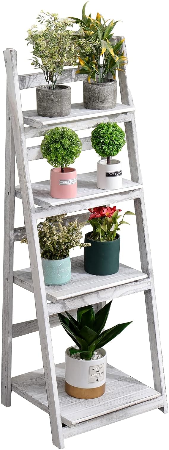 Babion 4-Tier Ladder Bookshelf – Black Wooden Storage Rack