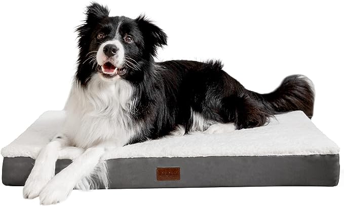 OhGeni Orthopedic Dog Beds for Large Dogs,Dog Bed with Plush Egg Foam Support and Non-Slip Bottom, Waterproof and Machine Washable Removable Pet Bed Cover