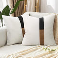 Faux Leather and Linen Throw Pillow Covers Black and White Pillows Decorative Throw Pillows Covers