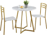 Round Kitchen Table with 2 Upholstered Chairs, 3-Piece Wood Dinette Sets