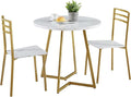 Round Kitchen Table with 2 Upholstered Chairs, 3-Piece Wood Dinette Sets