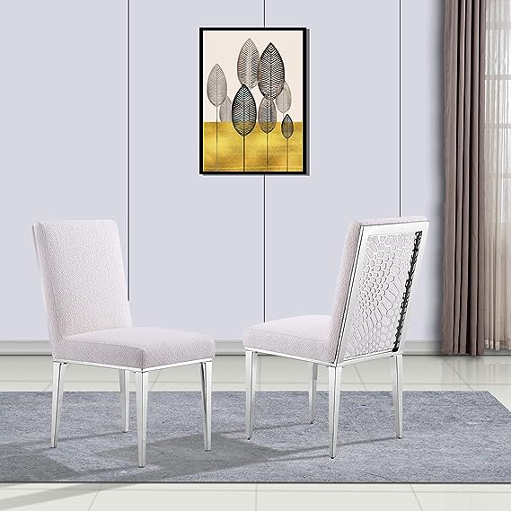 Dining Chairs, Upholstered Dining Chairs and Back Metallic Geometric Design