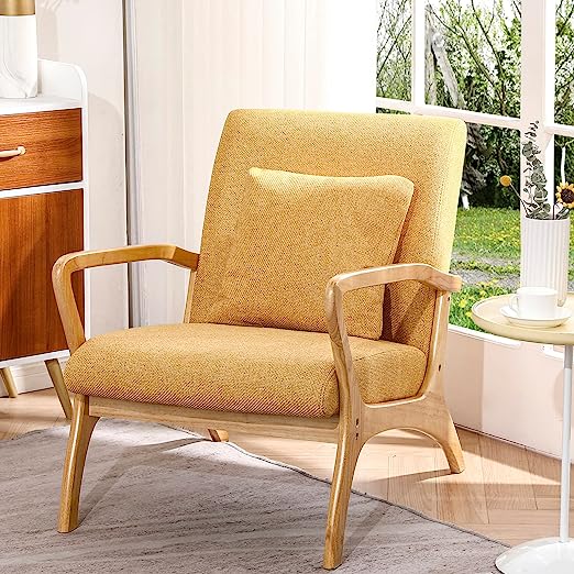 Mid-Century Modern Accent Chair with Cushion, 28.3'' Long Armrest Chairs