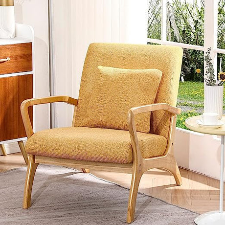 Mid-Century Modern Accent Chair with Cushion, 28.3'' Long Armrest Chairs