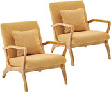 Mid-Century Modern Chair, Accent Chair with Lumbar Pillow Arm chair