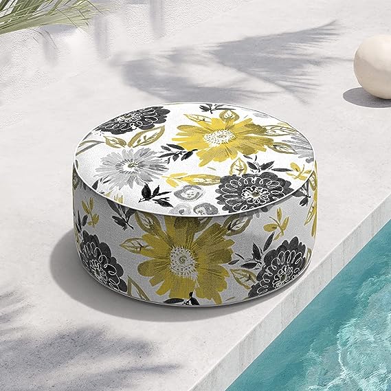 Indoor/Outdoor Ottoman D21 x H9 inch, Footstool Foot Rest Ottoman