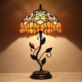 Tiffany Table Lamp, Stained Glass Lamp,Rose Desk Light W12H19