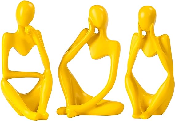 Thinker Statue Gold Decor Abstract Art Sculpture, Golden Resin Collectible Figurines