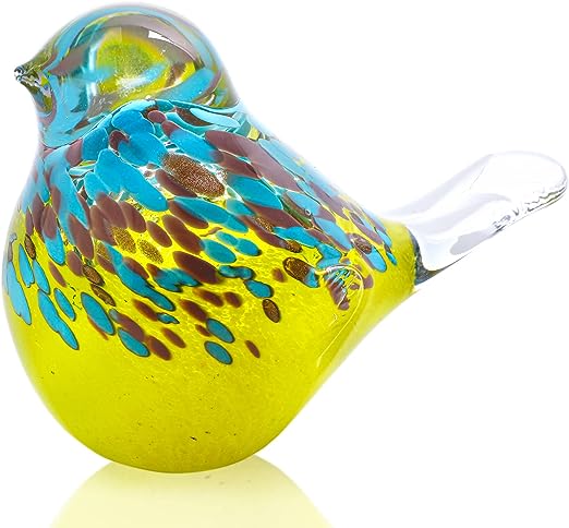 7inch Blown Glass Bird Figurine Collectibles Handcrafted Bird Paper
