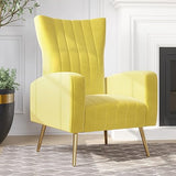 Velvet Accent Chairs for Living Room, Modern Upholstered Wingback Vanity Chair