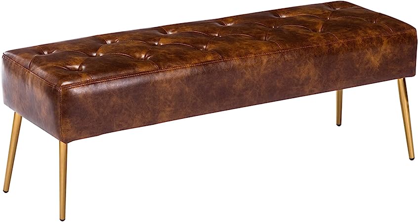 Tufted Ottoman Bench, Upholstered Bedroom Benches Leather