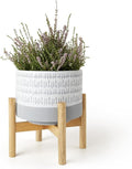 Planter with Stand Ceramic Plant Pot with Stand - 8 Inch Unique Modern Flower Pots