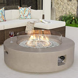 Outdoor Propane Fire Pit Coffee Table w Dark Bronze 40.5-inch Round Base Patio Heater