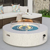 Outdoor Propane Fire Pit Coffee Table w Dark Bronze 40.5-inch Round Base Patio Heater