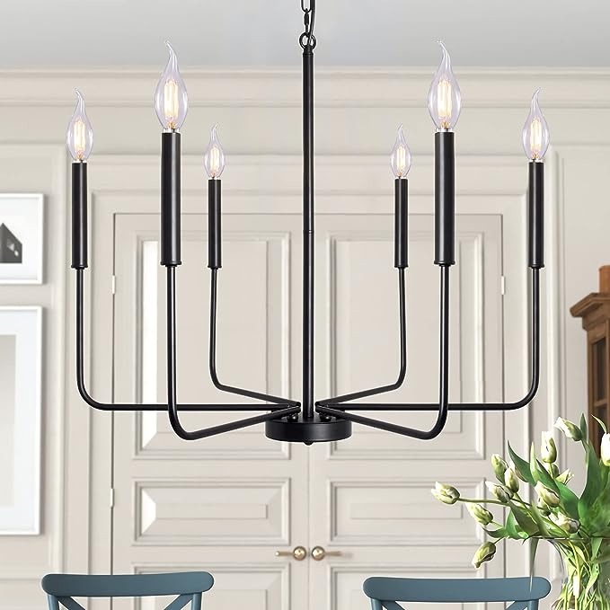 Spray Gold Chandeliers for Dining Room Modern Farmhouse Candle Chandelier 6-Light