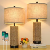 Coastal Table Lamps Set of 2 with 2 USB Ports