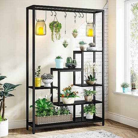 5-Tier Tall Indoor Plant Stand, 70.9 inches Plant Shelf with 6PC S Hanging Hook