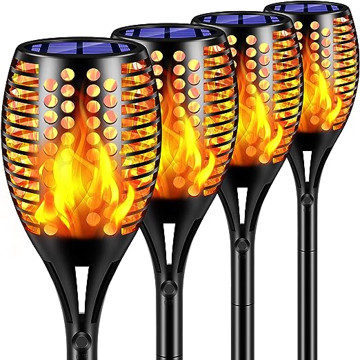 Solar Lights Upgraded, 43" Waterproof Flickering Flames 96 LED Torches Lights