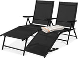 Set of 2 Outdoor Patio Chaise  Chair  Reclining Folding Pool Lounger