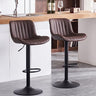 Bar Stools Set of 2 Swivel Barstools PU Leather Adjustable Counter Stools