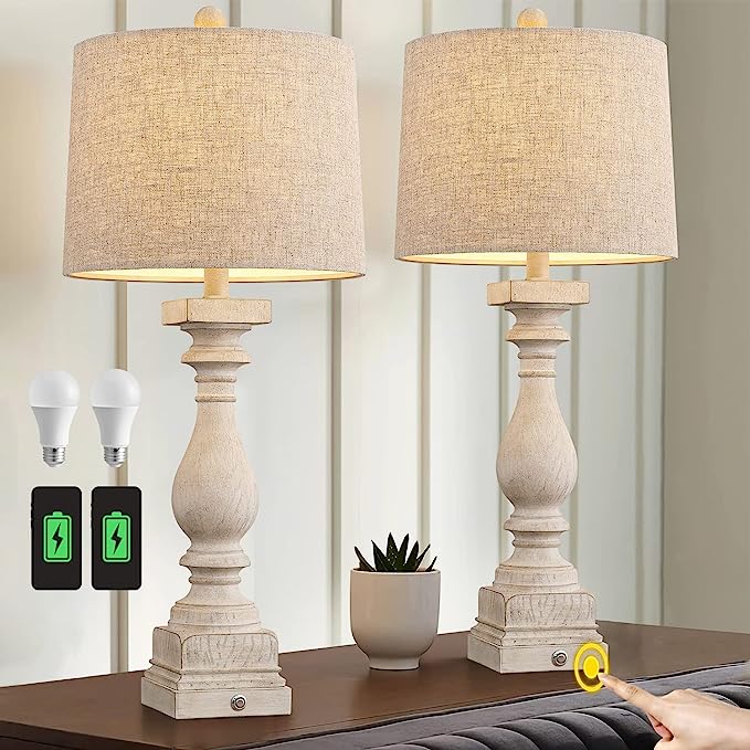 Retro 27" USB Charging Ports A/C 3 Way Dimmable Touch Control