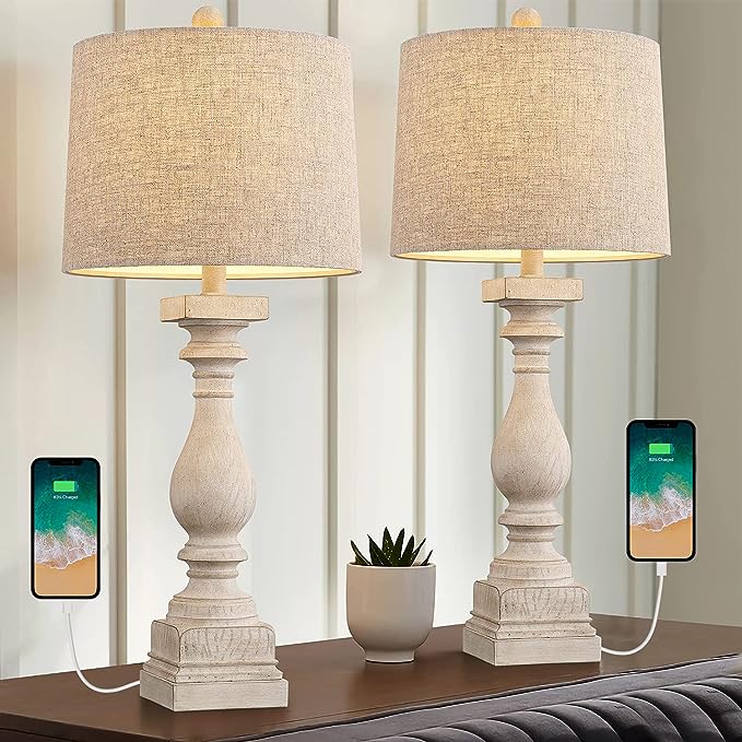 Retro 27" USB Charging Ports A/C 3 Way Dimmable Touch Control