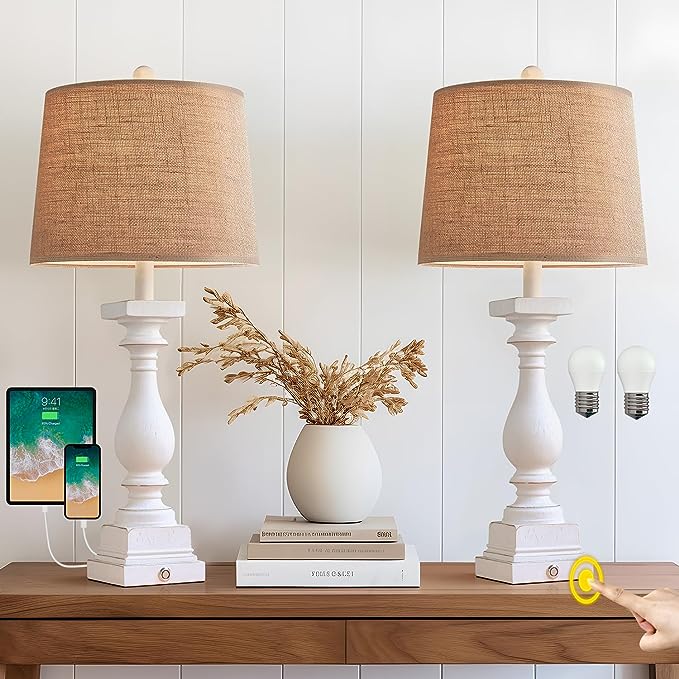 Retro 27" USB Charging Ports A/C 3 Way Dimmable Touch Control