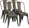 18 Inch Dining Chair Set of 4, Industrial Vintage Stackable Metal Chairs