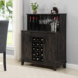 Bar Cabinet with Wine Rack and Glass Doors in Mahogany Finish