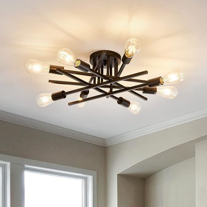 6-Lights Semi Flush Mount Ceiling Light Fixture Vintage Modern Bronze