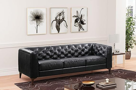 Essex Leather Couch – 89-Inch Leather Sofa with Tufted Back - Full Grain Leather