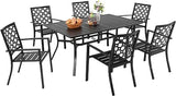 7 Pieces Outdoor Patio Dining Set for 6 Patio Dining Swivel Chairs